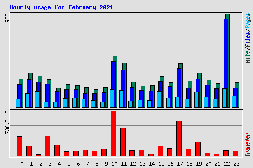 Hourly usage for February 2021